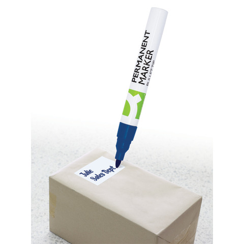 Marcatore permanente Q-Connect con fusto in metallo e punta conica 4 mm blu KF11709